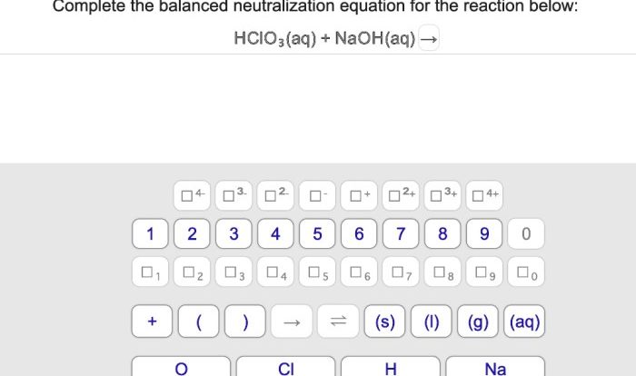 Balanced neutralization equation aq hci oh