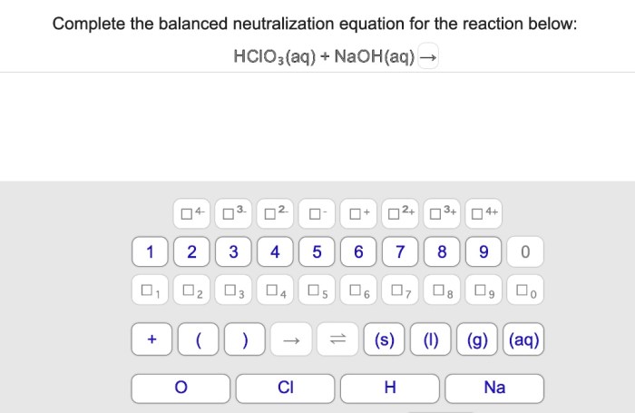 Balanced neutralization equation aq hci oh