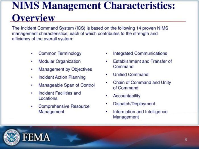 Which nims management characteristic follows established